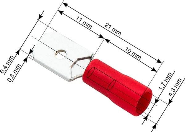 Blow 43-032# Liitin izol. płaski męski 6,3/0,8 czer