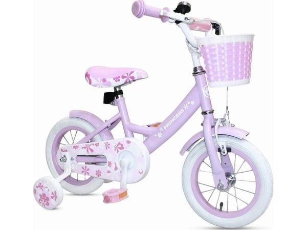Enero barnesykkel tradisjonell med støttehjul og kurv 12" princess