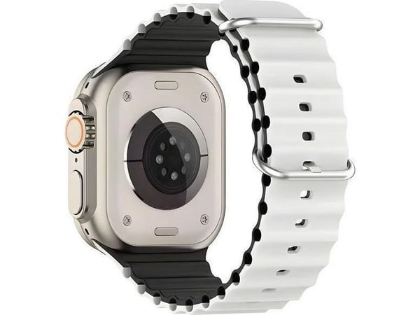 Beline reim til Apple Watch silikon Waves 42/44/45/49mm hvit/svart (white-black box)