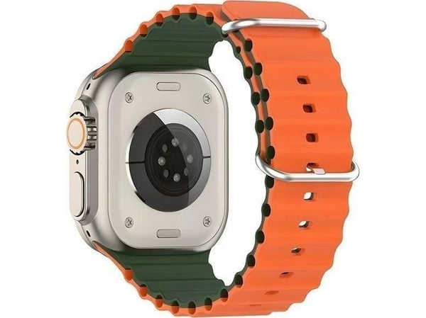 Beline apyrankė Apple Watch silikoninė Waves 42/44/45/49mm žalios ir oranžinės spalvos box
