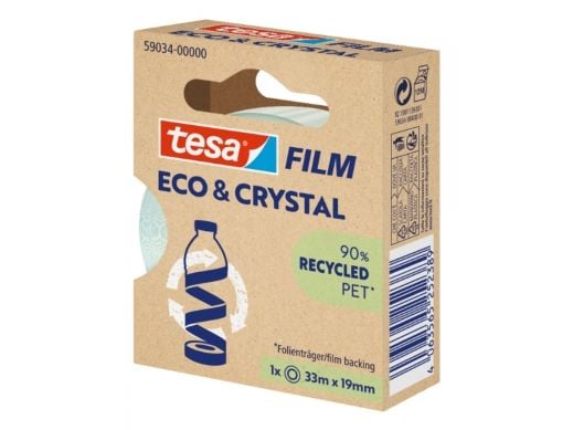 TESA Eco & Crystal, Läpinäkyvä, Yksivärinen, Polyeteenitereftalaatti, Kiinteä, 10 m, 19 mm