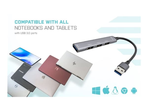 i-Tec USB 3.0 Metal HUB - Hub - 1 x SuperSpeed USB 3.0 + 3 x USB 2.0 - stasjonær