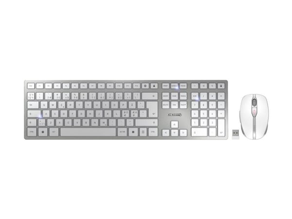 CHERRY DW 9100 SLIM, RF Wireless + Bluetooth, Hopea, Sisältää hiiren