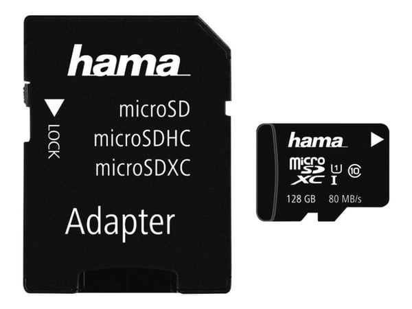 Hama - Flashminnekort (microSDXC til SD-adapter inkludert) - 128 GB - UHS Class 1 / Class10 - microSDXC UHS-I