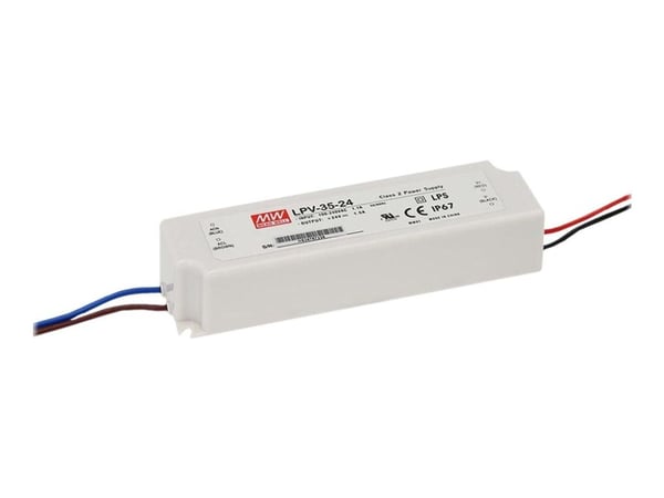 MEAN WELL LPV-35-24, 35 W, 90 - 264 V, 47 - 63 Hz, 1,5 A, valkoinen, 148 mm