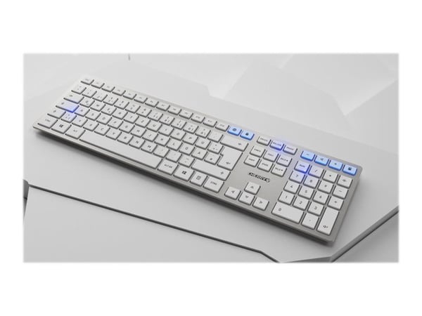 CHERRY DW 9100 SLIM, RF Wireless + Bluetooth, AZERTY, Hopea, Sisältää hiiren