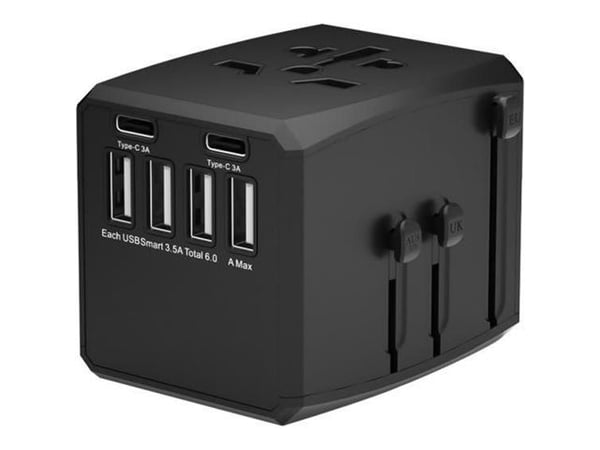 Microconnect MC-TRAVELADAPTER1, Musta, 138 g, 1 kpl, 240 g