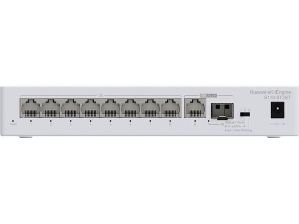 Huawei eKitEngine S110 Series S110-8T2ST - Switch - ikke-styrt - 8 x 10/100/1000 + 1 x 10/100/1000 (opplink) + 1 x Gigabit SFP (opplink) - stasjonæ...