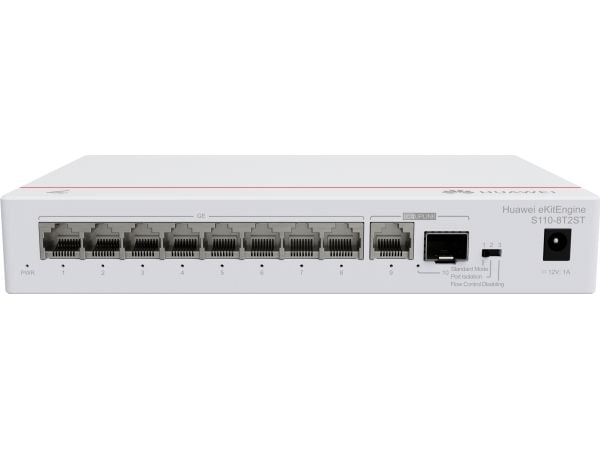 Huawei eKitEngine S110 Series S110-8T2ST - Switch - ikke-styrt - 8 x 10/100/1000 + 1 x 10/100/1000 (opplink) + 1 x Gigabit SFP (opplink) - stasjonæ...