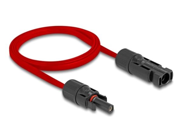 Delock - Solar cable - DL4 (hann) til DL4 (hunn) - 1000 V - 1 m - flat - rød