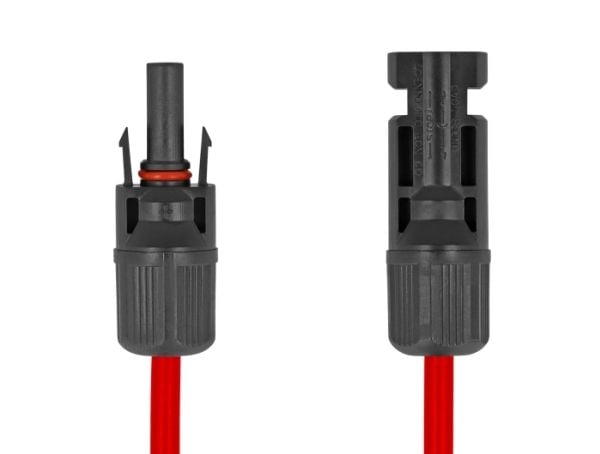 Delock - Solar cable - DL4 (hann) til DL4 (hunn) - 1000 V - 1 m - flat - rød