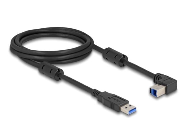Delock USB 5 Gbps-kabel Type-A hann til Type-B hann 90° vinklet på toppen 2 m