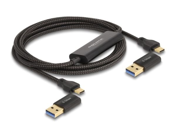 Delock - USB-kabelsett - 24 pin USB-C (hann) til 24 pin USB-C (hann) - 2 m - up to 5 Gbps data transfer rate, gullbelagte kontakter - svart