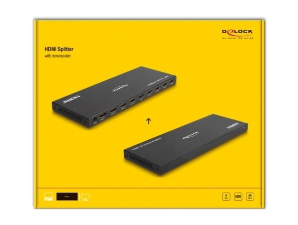 Delock - Video/lyd-splitter - 4K, 60Hz, with downscaler - 8 x HDMI - stasjonær