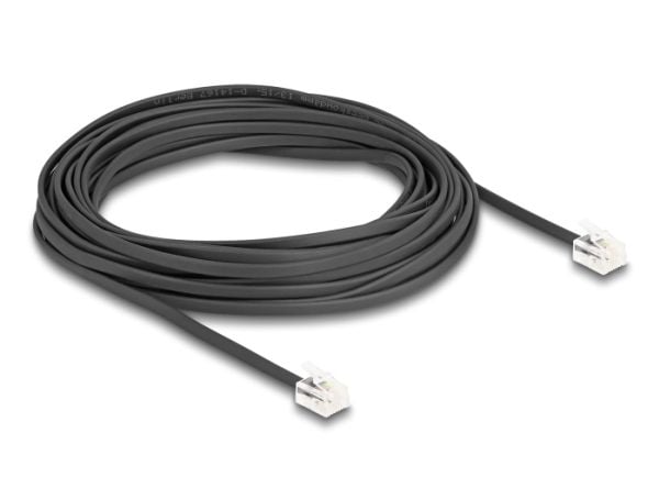 Delock - Telefonkabel - RJ-11 (hann) til RJ-11 (hann) - 10 m - flat - svart