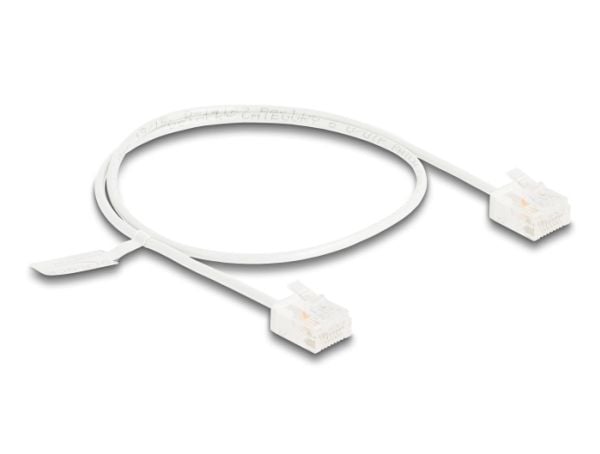 Delock - Koblingskabel - RJ-45 (hann) short til RJ-45 (hann) short - 30 cm - 2.6 mm - UTP - CAT 6 - ultra-slim - hvit