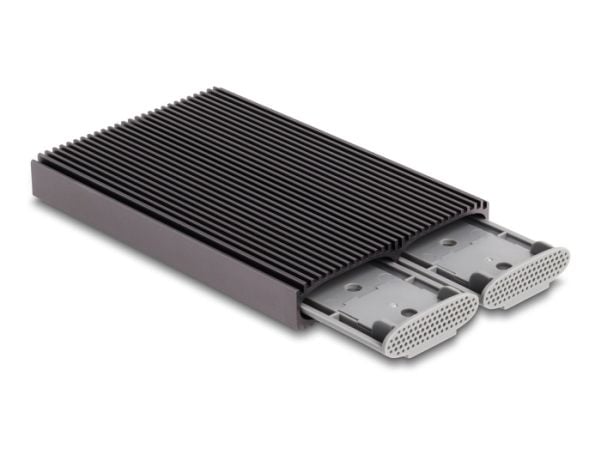Delockin ulkoinen USB Type-C Dual Combo -kotelo 2 x M.2 NVMe PCIe- tai SATA SSD-asemalle - ilman työkaluja