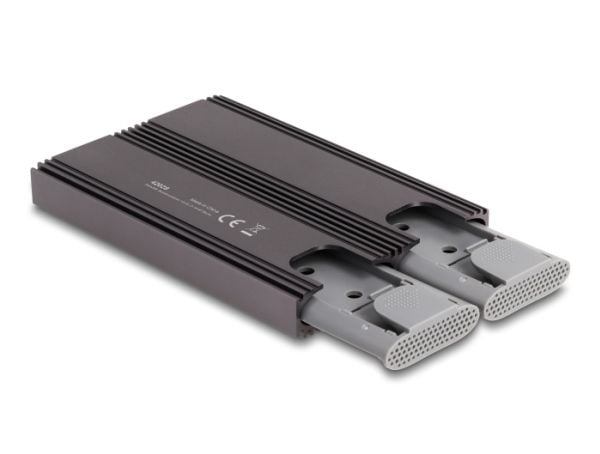 Delockin ulkoinen USB Type-C Dual Combo -kotelo 2 x M.2 NVMe PCIe- tai SATA SSD-asemalle - ilman työkaluja
