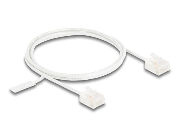 Delock - Koblingskabel - RJ-45 (hann) til RJ-45 (hann) - 1 m - 2.6 mm - UTP - CAT 6 - formstøpt, ultra-slim - hvit