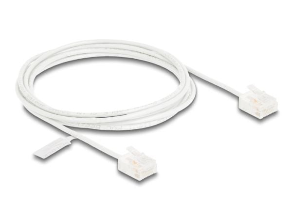 Delock - Koblingskabel - RJ-45 (hann) til RJ-45 (hann) - 2 m - 2.6 mm - UTP - CAT 6 - opptil 1 Gbps-dataoverføringshastighet, ultra-slim - hvit