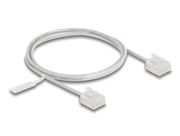 Delock - Koblingskabel - RJ-45 (hann) short til RJ-45 (hann) short - 1 m - 2.6 mm - UTP - CAT 6 - formstøpt, ultra-slim - grå