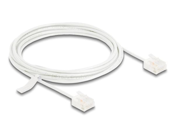 Delock - Koblingskabel - RJ-45 (hann) short til RJ-45 (hann) short - 3 m - 2.6 mm - UTP - CAT 6 - ultra-slim - hvit
