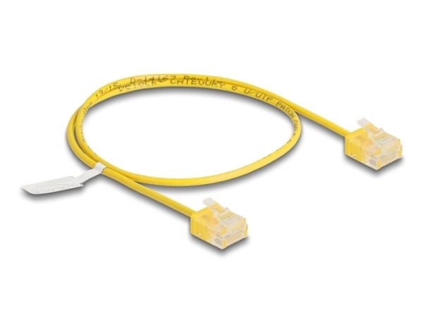 Delock - Koblingskabel - RJ-45 (hann) short til RJ-45 (hann) short - 50 cm - 2.6 mm - UTP - CAT 6 - formstøpt, ultra-slim - gul