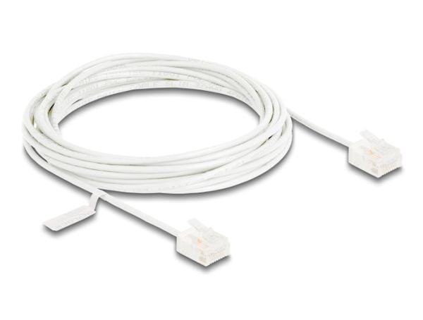 Delock - Koblingskabel - RJ-45 (hann) til RJ-45 (hann) - 5 m - 2.6 mm - UTP - CAT 6 - formstøpt, ultra-slim - hvit