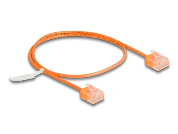 Delock RJ45 nettverkskabel Cat.6 UTP Ultra Slim 0,5 m oransje med korte plugger