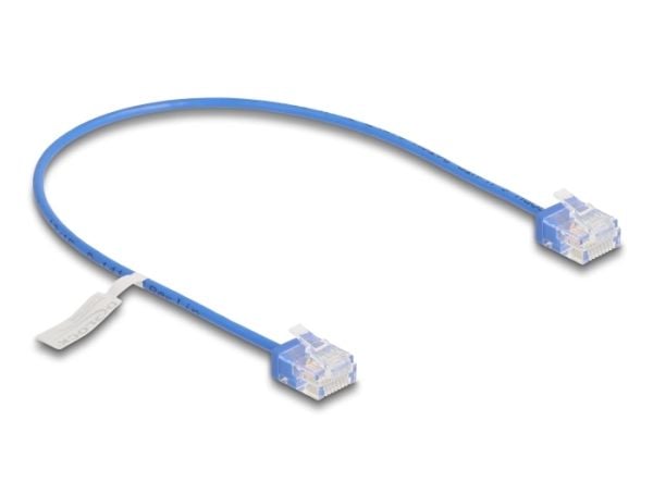 Delock - Koblingskabel - RJ-45 (hann) short til RJ-45 (hann) short - 30 cm - 2.6 mm - UTP - CAT 6 - ultra-slim - blå
