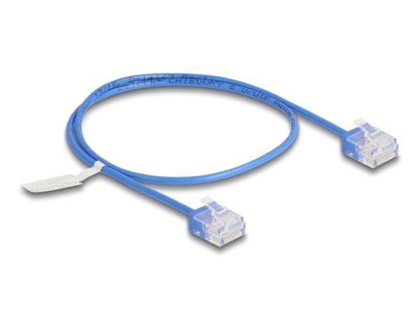 Delock - Koblingskabel - RJ-45 (hann) til RJ-45 (hann) - 50 cm - 2.6 mm - UTP - CAT 6 - formstøpt, ultra-slim - blå