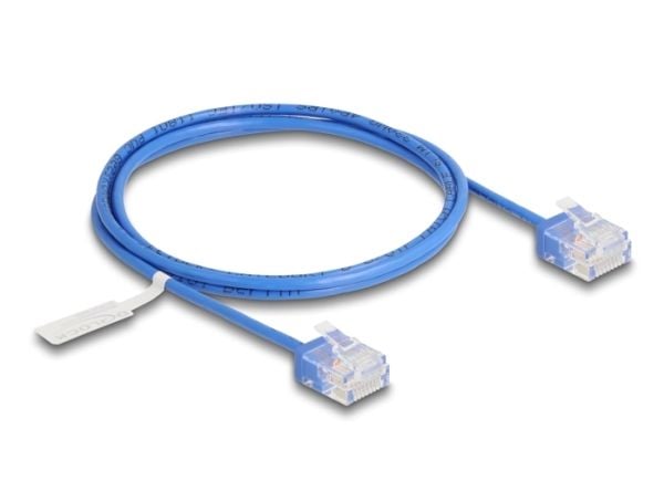 Delock - Koblingskabel - RJ-45 (hann) short til RJ-45 (hann) short - 1 m - 2.6 mm - UTP - CAT 6 - formstøpt, ultra-slim - blå