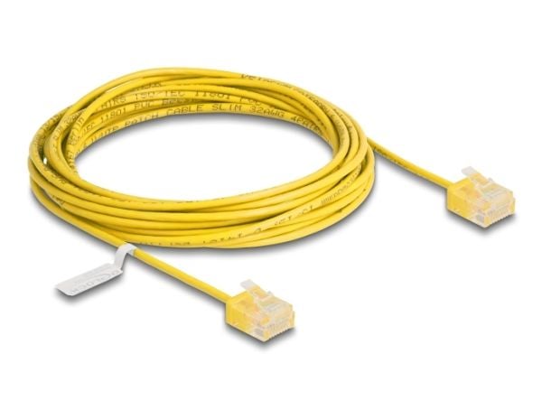 Delock - Koblingskabel - RJ-45 (hann) short til RJ-45 (hann) short - 5 m - 2.6 mm - UTP - CAT 6 - ultra-slim - gul