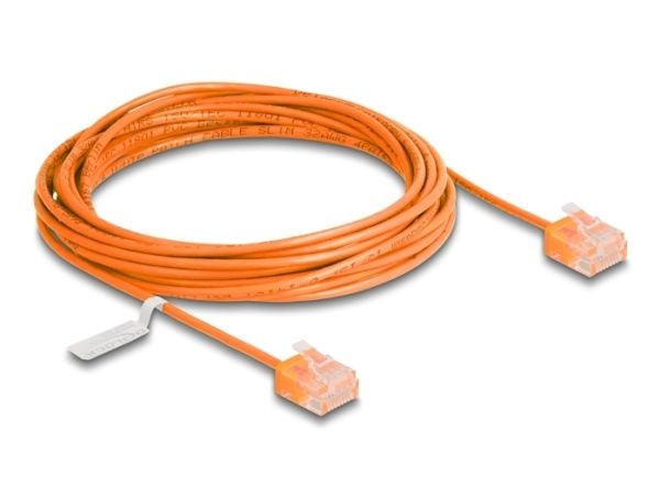 Delock RJ45 nettverkskabel Cat.6 UTP Ultra Slim 5 m oransje med korte plugger