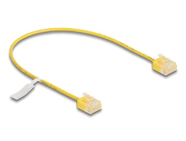 Delock - Koblingskabel - RJ-45 (hann) til RJ-45 (hann) - 30 cm - 2.6 mm - UTP - CAT 6 - opptil 1 Gbps-dataoverføringshastighet, ultra-slim - gul