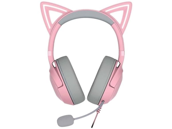 Razer Kraken Kitty V2 - Hodesett - full størrelse - kablet - USB-A - lydisolerende - kvarts