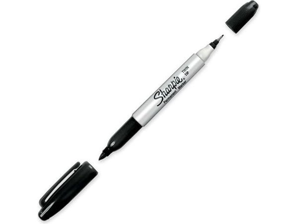 Sharpie tussi Twin Tip Extra Fine + Fine musta 12 kpl