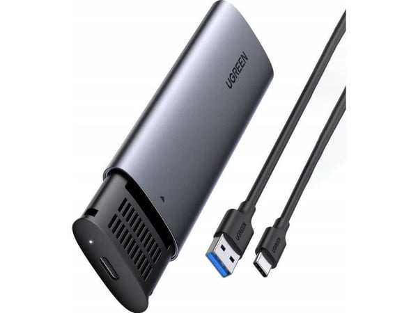 Ugreen 10903, SSD-kabinett, M.2, Serial ATA III, 5 Gbit/s, USB-tilkobling, Sort, Grå