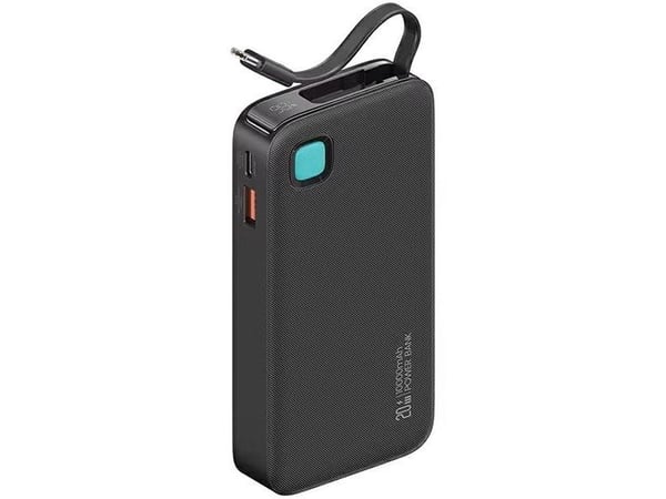 Powerbank Usams USAMS med uttrekkbar USB-C-kabel 10000 mAh PD 20W Fast Charge XY Series svart (10KCD22401(US-CD224))