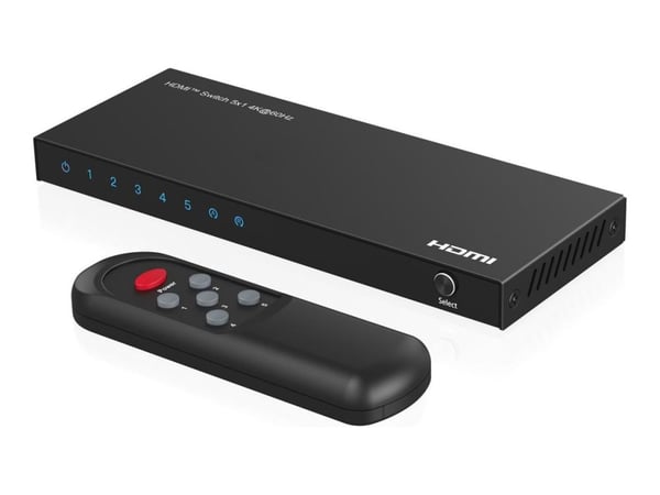 Microconnect MC-HDMISWITCH0501-4K, Micro-USB, Metalli, musta, 60 Hz, 3840 x 2160, 18 Gbit/s