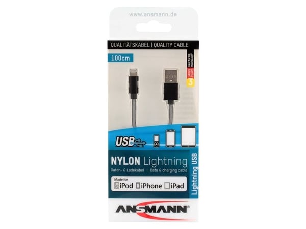 Ansmann 1700-0045, 1 m, Lightning, USB A, Grå, 23 g, 1 stykker