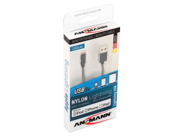 Ansmann 1700-0045, 1 m, Lightning, USB A, Grå, 23 g, 1 stykker