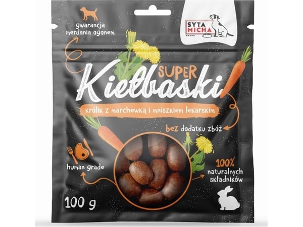 Syta Micha Super hundegodbiter med kanin, gulrot og løvetann 100 g