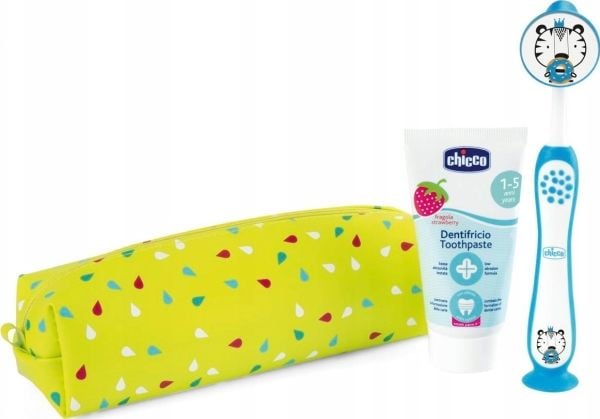 CHICCO_SET Tiger Strawberry tandkräm 50ml + tandborste 3-6l