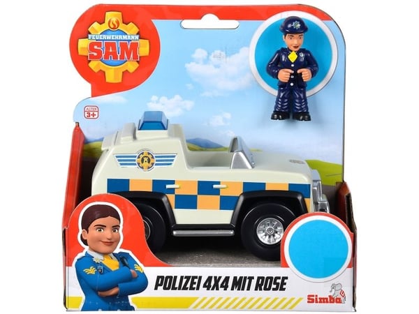 Jeep SIMBA Brannmann Sam Police Jeep 4x4 Mini Action Figur