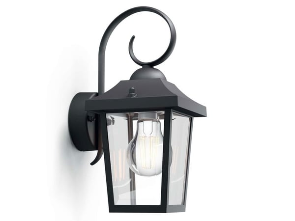 Philips myGarden Buzzard-vegglampe, 60 W, E27, ingen pære, Vegglys, Svart, Aluminium, IP44, I, Overflatebehandlet