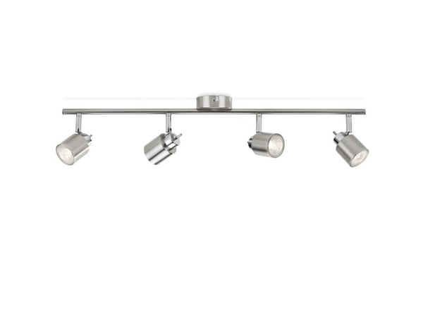 Philips Essentials Meranti-spotlys til tak/vegg, 4 stk., Overflateegnet, GU10, 4 ampuller, LED, 220-240 V, Kromfarget