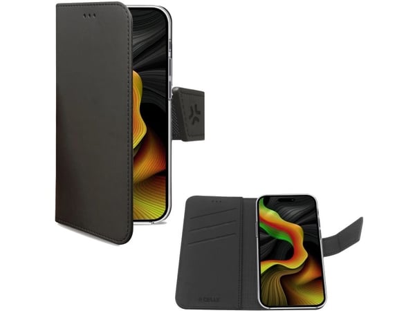 Celly Wally - Lommebok for mobiltelefon - fauxlær - svart - for Apple iPhone 15 Pro Max