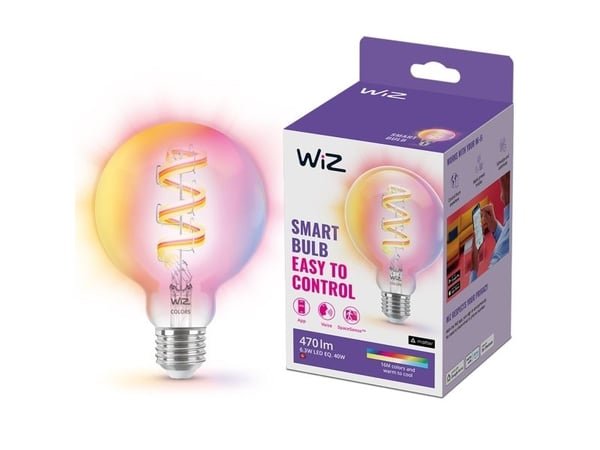 WiZ Globe Filament - Smart LED lighting - Coloured and White light - E27 - 40W - Transparent - Wi-Fi