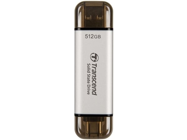 Transcend ESD310 - SSD - 512 GB - ekstern (bærbar) - USB 3.2 Gen 2x1 (USB-C kontakt) - sølv